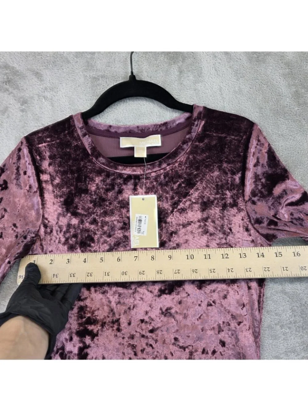 Michael Kors Dress Womens XS Purple Velvet Long Sleeve Bodycon Midi Party